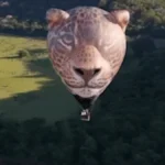 Balão em formato de onça-pintada inova nos céus do Pantanal
