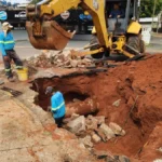 Obra interdita trecho da Rua Joaquim Murtinho em Campo Grande
